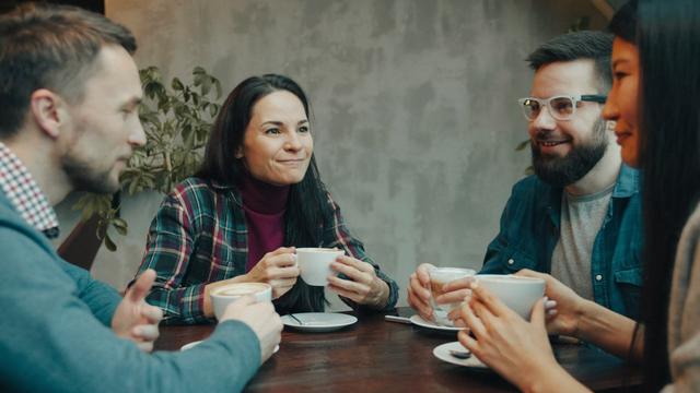 People talking over coffee