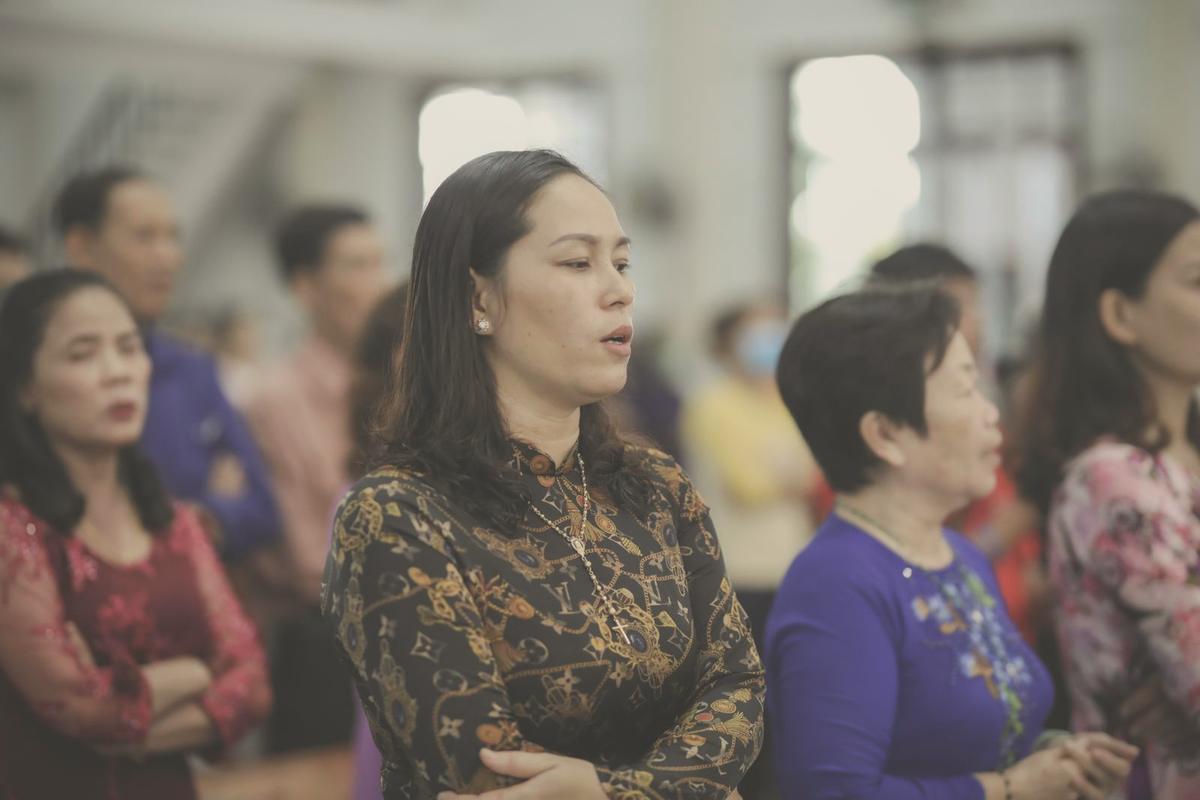 People at worship in a church