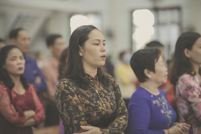 People at worship in a church